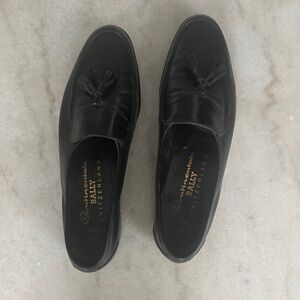 Harrods Black Leather Tassel Slip-Ons